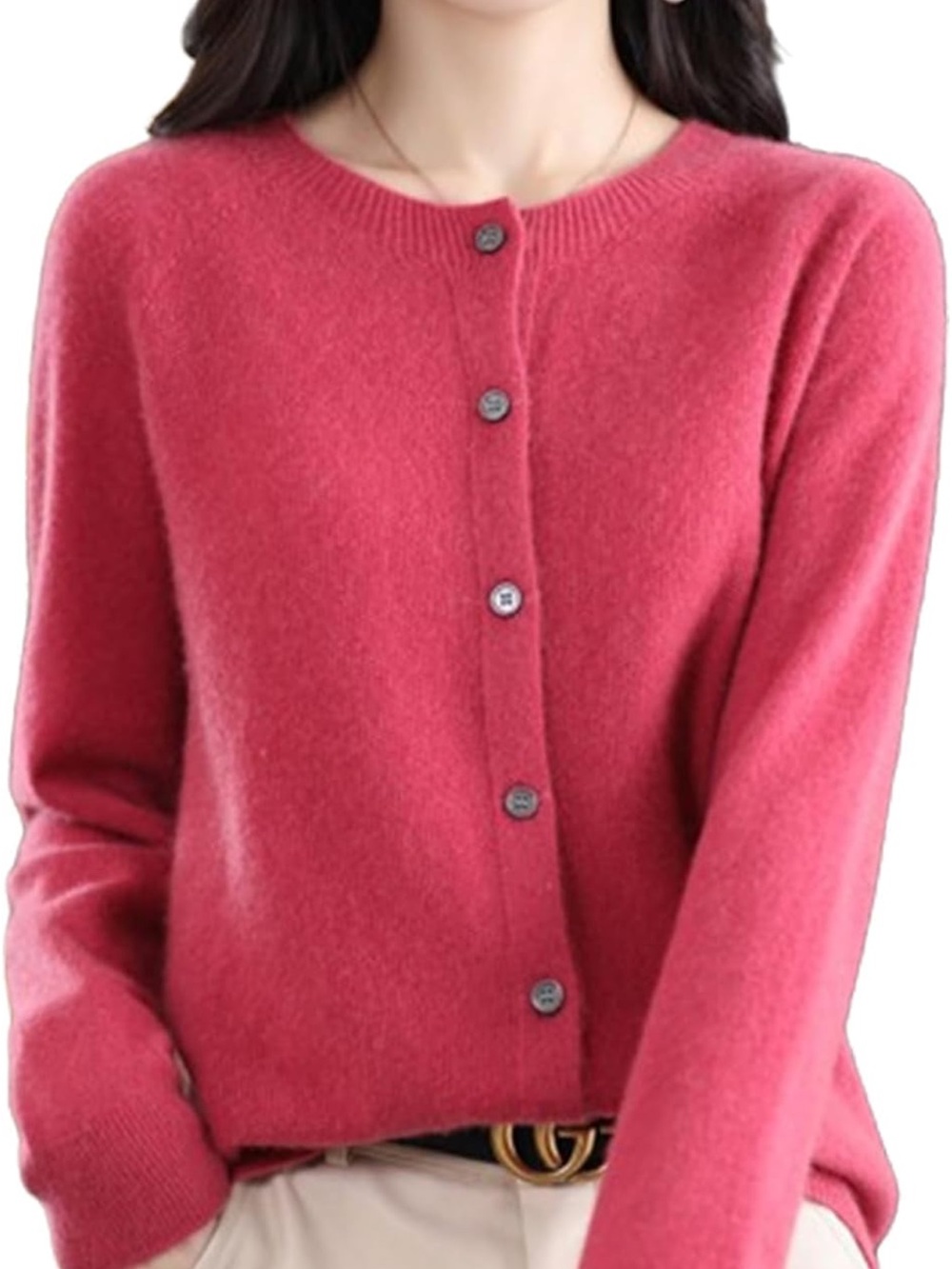 Women's Cashmere-Blend Button Cardigan Sweater - Pink